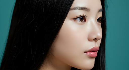 긴 검은 머리의 젊은 여성