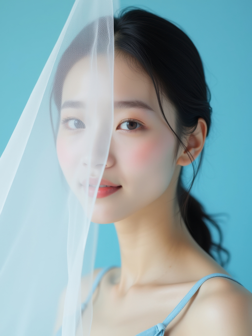 베일이 있는 젊은 여성
