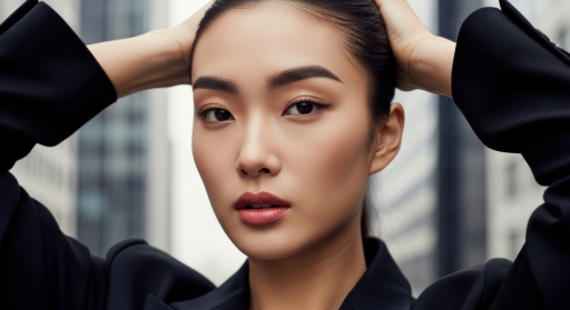 검은 코트를 입은 아름다운 여성