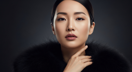 털을 입은 아름다운 여성