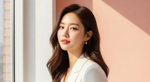 흰색 재킷을 입은 여성