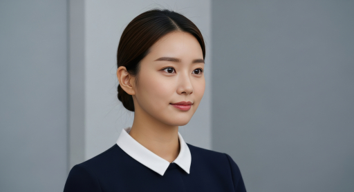 검은 정장의 젊은 여성