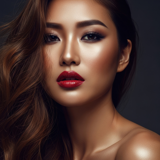 빨간 입술의 멋진 모델