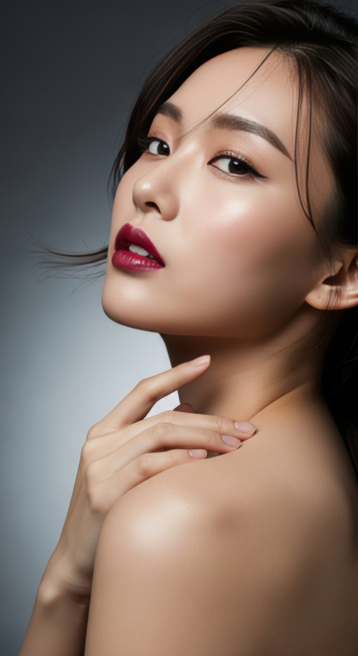 빨간 입술을 가진 아름다운 여성