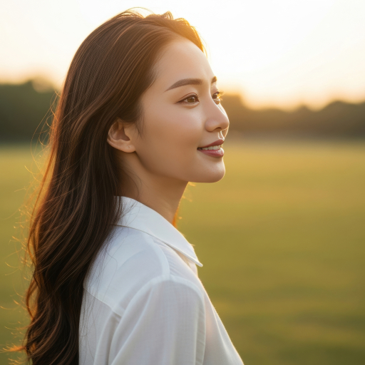 흰 셔츠를 입은 젊은 여성