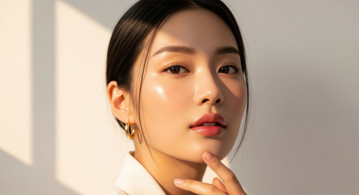 흰색 셔츠를 입은 아름다운 여성