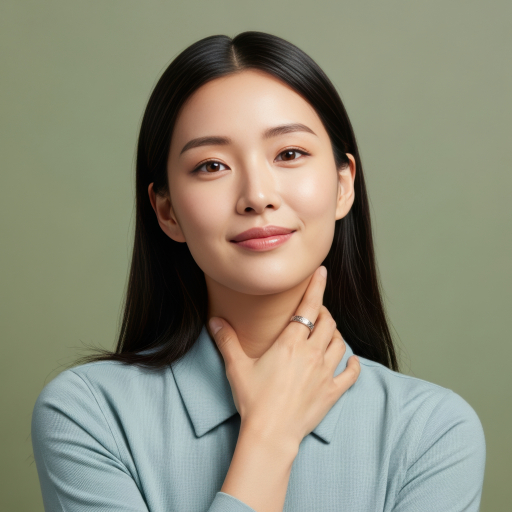 긴 검은 머리의 젊은 여성