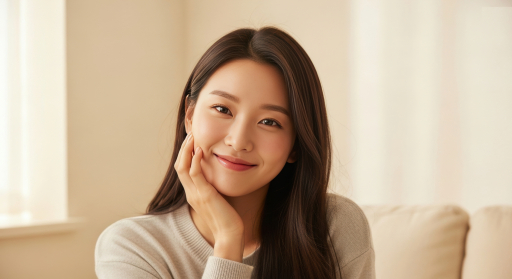 젊은 여자가 웃고 있는 모습