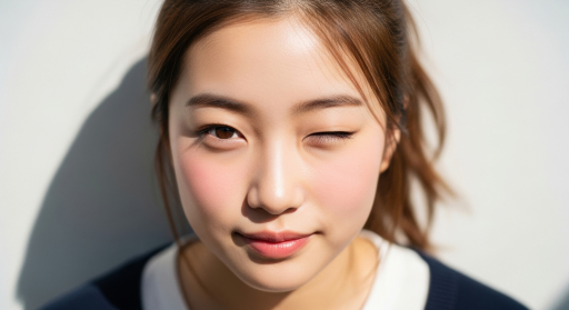 눈을 감은 젊은 여성